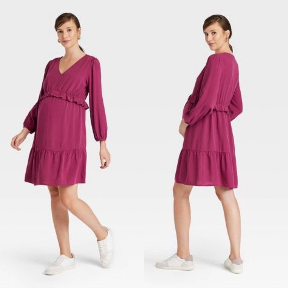 Isabel Maternity by Ingrid & Isabel Pink Long Sleeve Maternity Dress - Picture 1 of 8